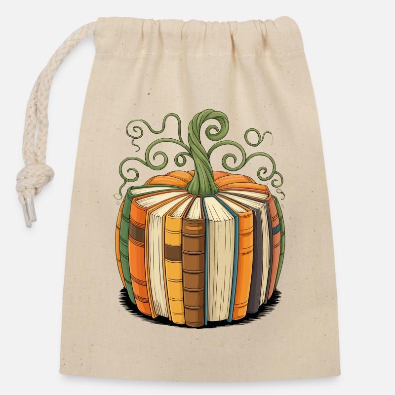 Bog Græskar til bogorme Græskar Bøger - Gavepose i bomuld, der kan lukkes (14x20cm) - natur