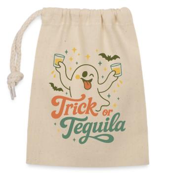 Trick Or Tequila Lustige Halloween Geister Party - Verschließbarer Geschenkbeutel aus Baumwolle (14x20cm) - Natur - Vorne