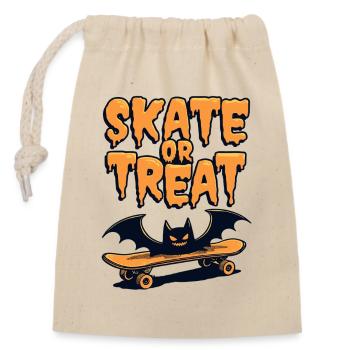 Skate or Treat Skateboard Halloween Fledermaus  - Verschließbarer Geschenkbeutel aus Baumwolle (14x20cm) - Natur - Vorne