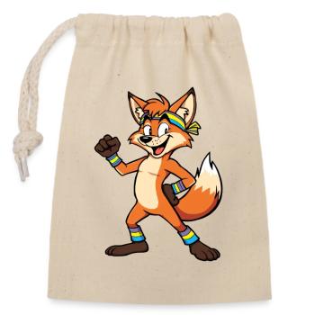 Fuchs Fitness Groove - Verschließbarer Geschenkbeutel aus Baumwolle (14x20cm) - Natur - Vorne