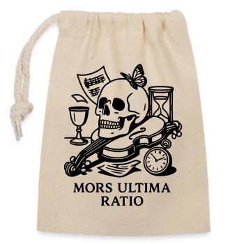 Memento Mori Mors Ultima Ratio - Verschließbarer Geschenkbeutel aus Baumwolle (14x20cm) - Natur - Vorne