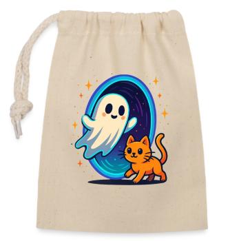 Ghost cat through star portal - Closable cotton gift bag (14x20cm) - nature - Front
