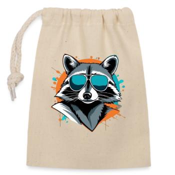 Raccoon with sunglasses street style - Closable cotton gift bag (14x20cm) - nature - Front
