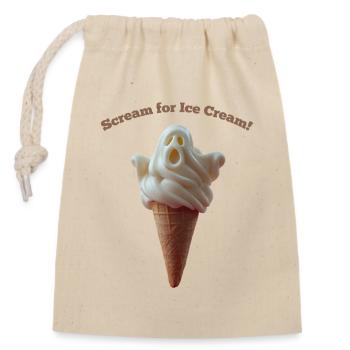 Scream for IceCream Ghost - Closable cotton gift bag (14x20cm) - nature - Front