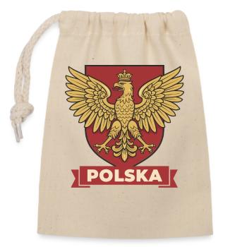 Polska Golden Eagle Wappen auf rotem Schild - Verschließbarer Geschenkbeutel aus Baumwolle (14x20cm) - Natur - Vorne