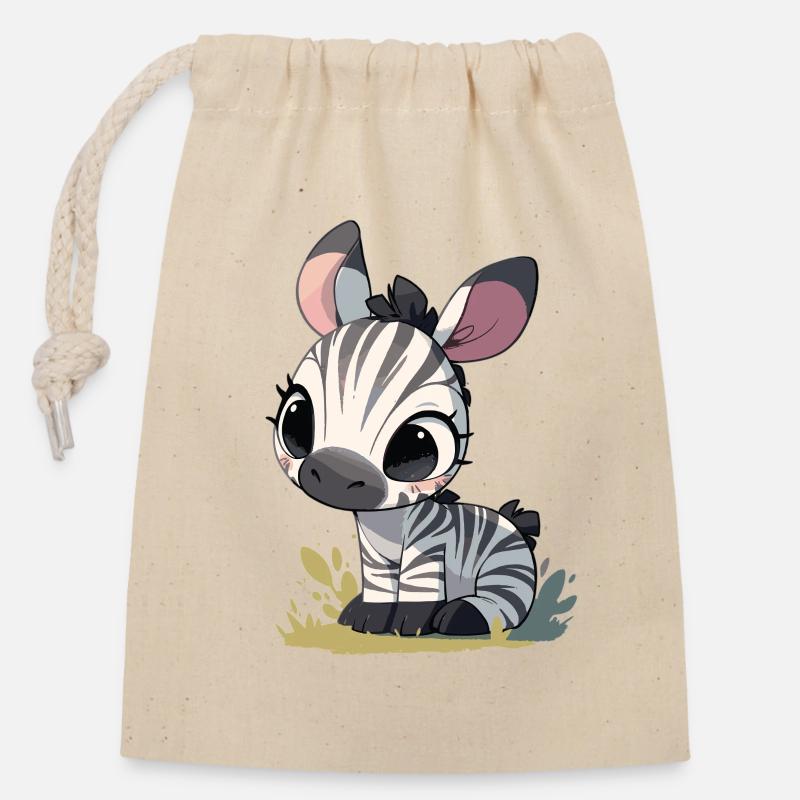 Zebras Zebra - Verschließbarer Geschenkbeutel aus Baumwolle (14x20cm) - Natur
