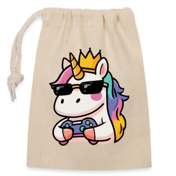 Unicorn gambles - Closable cotton gift bag (14x20cm) - nature - Front