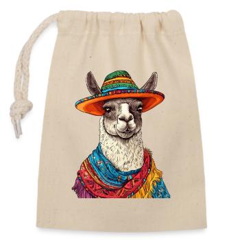 Lama - Verschließbarer Geschenkbeutel aus Baumwolle (14x20cm) - Natur - Vorne
