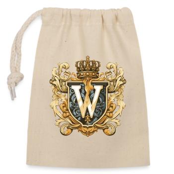 W Buchstabe Name Krone - Verschließbarer Geschenkbeutel aus Baumwolle (14x20cm) - Natur - Vorne