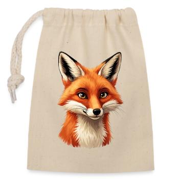 Warming fox head illustration - Closable cotton gift bag (14x20cm) - nature - Front