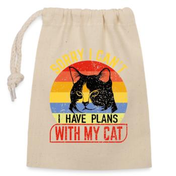 Sorry I can t I have plans with my cat - Closable cotton gift bag (14x20cm) - nature - Front