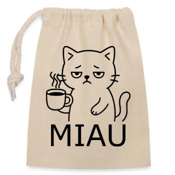 Tired Cat - Closable cotton gift bag (14x20cm) - nature - Front