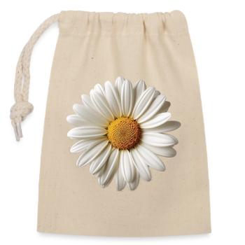 Gänseblümchen – Natürliches Blumenmotiv - Verschließbarer Geschenkbeutel aus Baumwolle (14x20cm) - Natur - Vorne