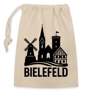 bielefeld silhouette - Verschließbarer Geschenkbeutel aus Baumwolle (14x20cm) - Natur - Vorne
