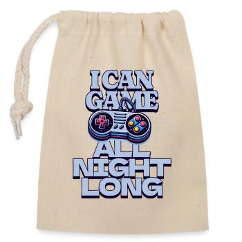 I Can Game All Night Long Retro Gaming - Verschließbarer Geschenkbeutel aus Baumwolle (14x20cm) - Natur - Vorne