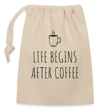 Life Begins After Coffee Coffee Drinker Cafe Coffee - Closable cotton gift bag (14x20cm) - nature - Front