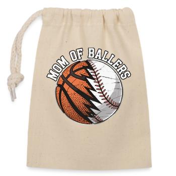 Mom of Ballers – Sportmama Design - Closable cotton gift bag (14x20cm) - nature - Front