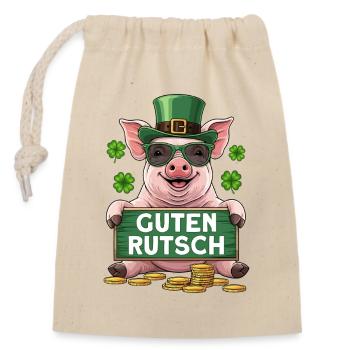 Guten Rutsch - Verschließbarer Geschenkbeutel aus Baumwolle (14x20cm) - Natur - Vorne
