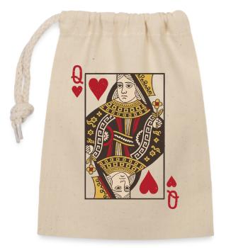 Dame Queen Pokern Doppelkopf Karte Rome - Verschließbarer Geschenkbeutel aus Baumwolle (14x20cm) - Natur - Vorne