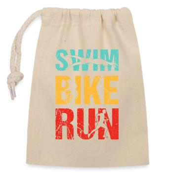 Triathlon Natation Cyclisme Course à pied Sports vintage - Sac cadeau en coton avec cordon (14 x 20 cm) - nature - Devant