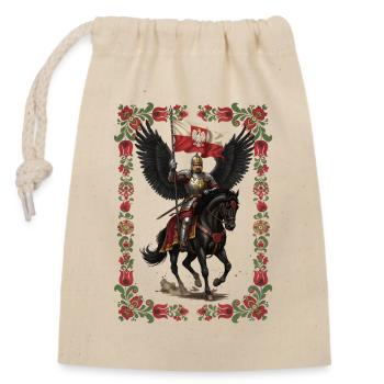 Polish Hussar Folk Warrior Art - Closable cotton gift bag (14x20cm) - nature - Front