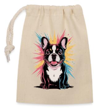 French Bulldog with Colored Background - Closable cotton gift bag (14x20cm) - nature - Front