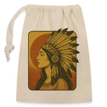 Coiffe en plumes amérindiennes vintage - Sac cadeau en coton avec cordon (14 x 20 cm) - nature - Devant