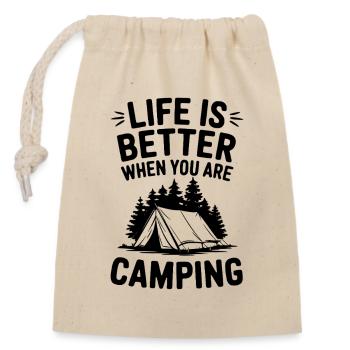 Das Leben im Wohnmobil ist besser beim Camping - Verschließbarer Geschenkbeutel aus Baumwolle (14x20cm) - Natur - Vorne