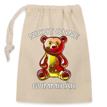 NICHT OHNE GUMMIBÄR - Verschließbarer Geschenkbeutel aus Baumwolle (14x20cm) - Natur - Vorne