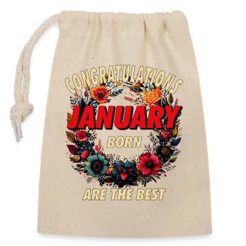 CONGRATULATIONS JANUARY - Closable cotton gift bag (14x20cm) - nature - Front
