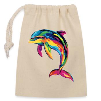 Dauphin Plongeur Dauphins Océan Dauphins mignons Dauphin - Sac cadeau en coton avec cordon (14 x 20 cm) - nature - Devant