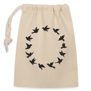 Oiseaux volants cercle silhouette minimaliste - Sac cadeau en coton avec cordon (14 x 20 cm) - nature - Devant
