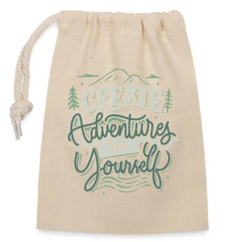 Créez des aventures pour vous-même – Dicton vintage - Sac cadeau en coton avec cordon (14 x 20 cm) - nature - Devant