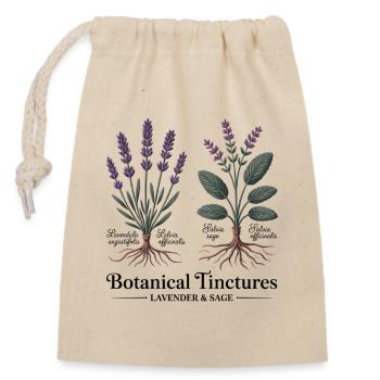 Lavendel & Salbei - Botanische Heilkräuter - Verschließbarer Geschenkbeutel aus Baumwolle (14x20cm) - Natur - Vorne