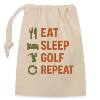 Essen Schlaf Golf Wiederholen Lustiges Golf-Design - Verschließbarer Geschenkbeutel aus Baumwolle (14x20cm) - Natur - Vorne