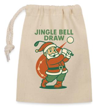 Jingle Bell Draw Funny Golf Santa Claus Holiday - Closable cotton gift bag (14x20cm) - nature - Front
