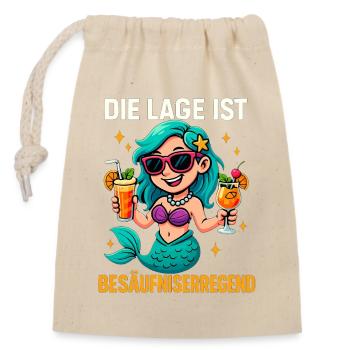 The location is drunken, mermaid - Closable cotton gift bag (14x20cm) - nature - Front