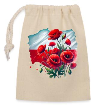 Coquelicots polonais Art du drapeau national - Sac cadeau en coton avec cordon (14 x 20 cm) - nature - Devant