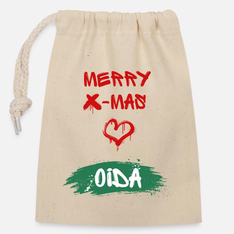 Xmas, Oida - Closable cotton gift bag (14x20cm) - nature