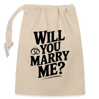 Will You Marry Me? - Closable cotton gift bag (14x20cm) - nature - Front