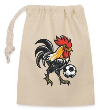 Mascotte de coq de baby-foot - Sac cadeau en coton avec cordon (14 x 20 cm) - nature - Devant