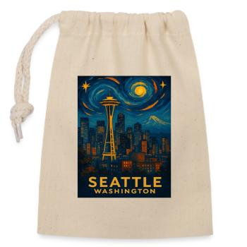 Seattle, État de Washington - Sac cadeau en coton avec cordon (14 x 20 cm) - nature - Devant