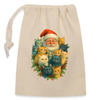 Santa Cat Diversity - Closable cotton gift bag (14x20cm) - nature - Front