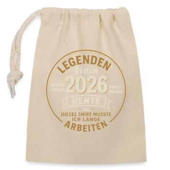 Legenden gehen 2026 in Rente Geschenk Shirt - Verschließbarer Geschenkbeutel aus Baumwolle (14x20cm) - Natur - Vorne