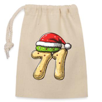 71 Number Biscuit Christmas - Closable cotton gift bag (14x20cm) - nature - Front