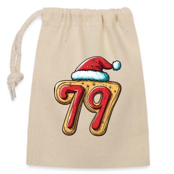 79 Number Biscuit Christmas - Closable cotton gift bag (14x20cm) - nature - Front
