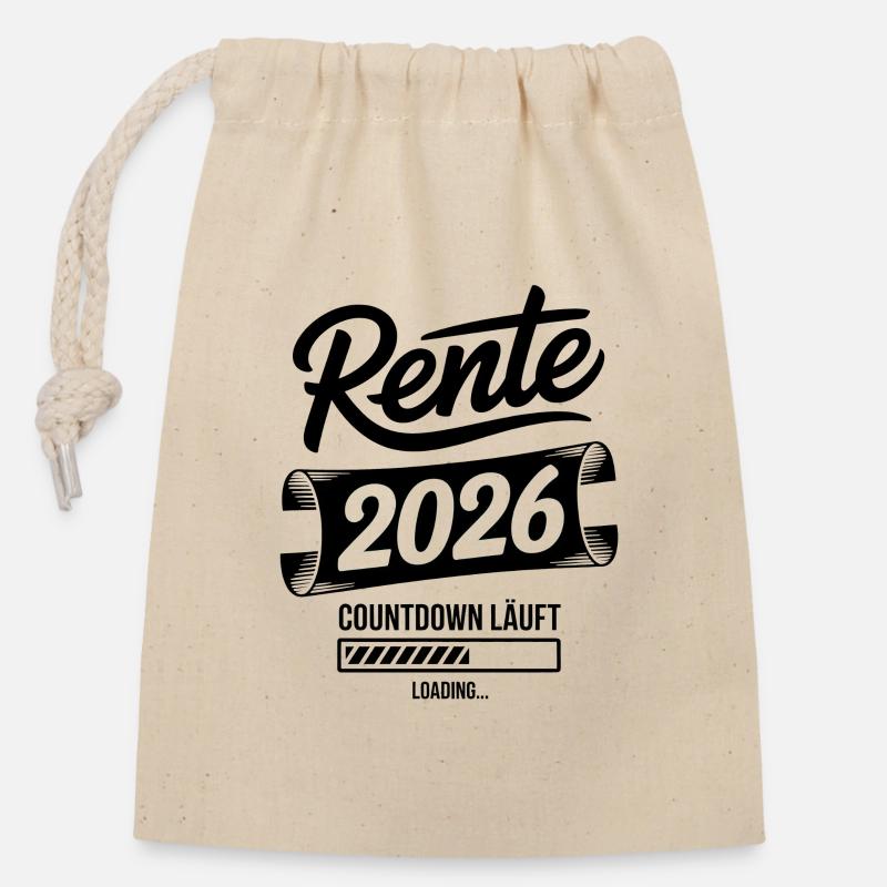 Pension 2026 Countdown Chart - Closable cotton gift bag (14x20cm) - nature