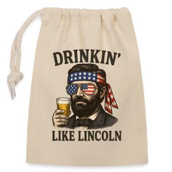 Patriotic Vintage Drinkin Like Lincoln Style - Closable cotton gift bag (14x20cm) - nature - Front
