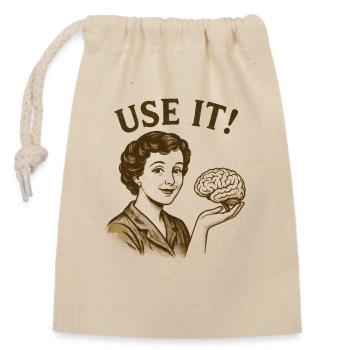 Utilise-le ! Femme vintage avec du cerveau - Sac cadeau en coton avec cordon (14 x 20 cm) - nature - Devant