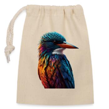 Bunter Eisvogel Farbenspiel - Verschließbarer Geschenkbeutel aus Baumwolle (14x20cm) - Natur - Vorne
